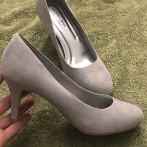 Grey Suede Kitten Heels